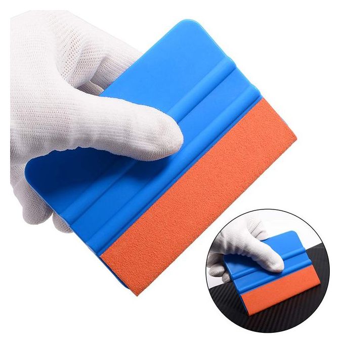 عکس محصول کاردک آبی مجهز به لبه جیر نارنجی