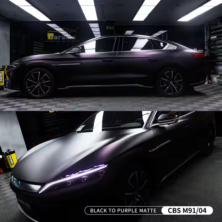 عکس محصول کاوربدنه خودرو مشکی بنفش مات